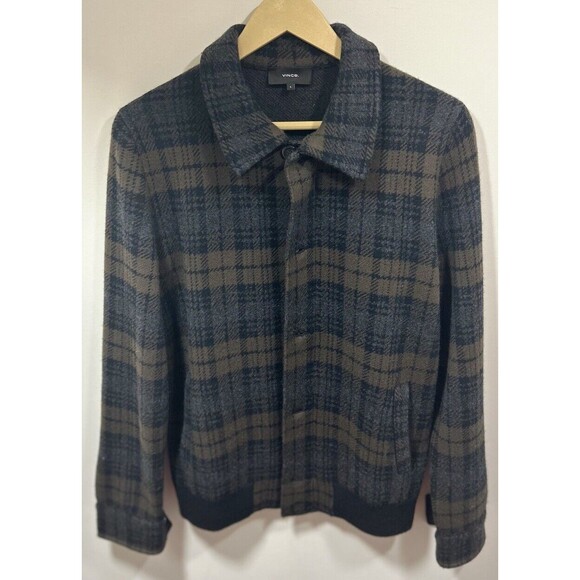 Vince Plaid Wool BLEND Jacket Women’s Size Small Gray - Picture 1 of 11